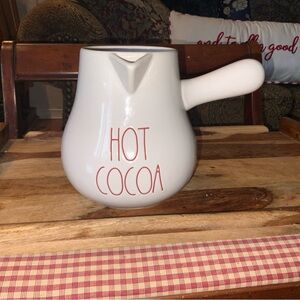 Rae Dunn White Hot Cocoa Pitcher with Red Lettering